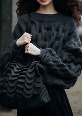 DIY Tops de punto con cable gruesos de gran tamaño en gris opaco para invierno