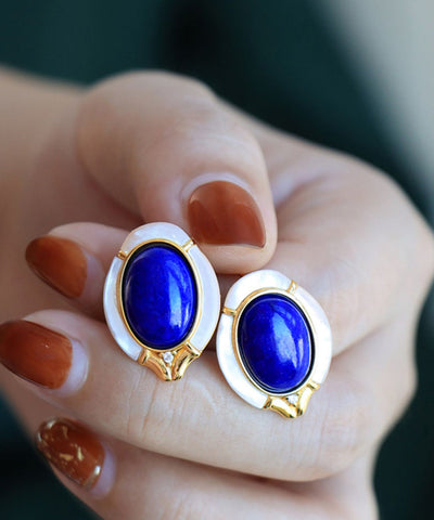 Original Blue Sterling Silver Alloy Zircon Gem Stone Stud Earrings Original Blue Sterling Silver Alloy Zircon Gem Stone Stud Earrings