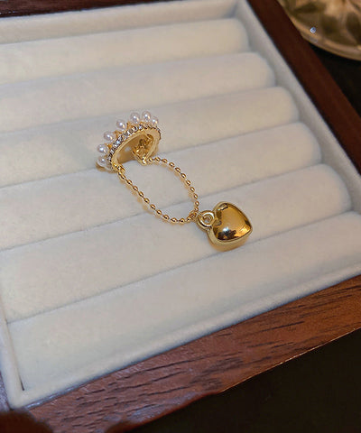 Modern Gold Alloy Zircon Pearl Love Drop Earrings Modern Gold Alloy Zircon Pearl Love Drop Earrings