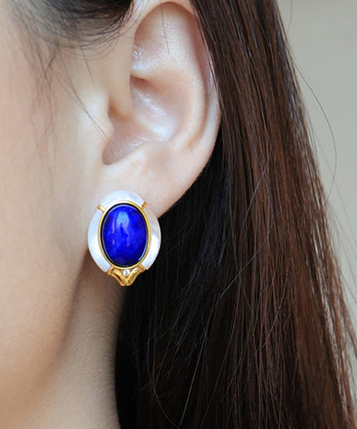 Original Blue Sterling Silver Alloy Zircon Gem Stone Stud Earrings Original Blue Sterling Silver Alloy Zircon Gem Stone Stud Earrings