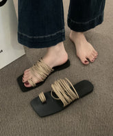 Chic Soft Splicing Damen Khaki Slide Sandalen Peep Toe