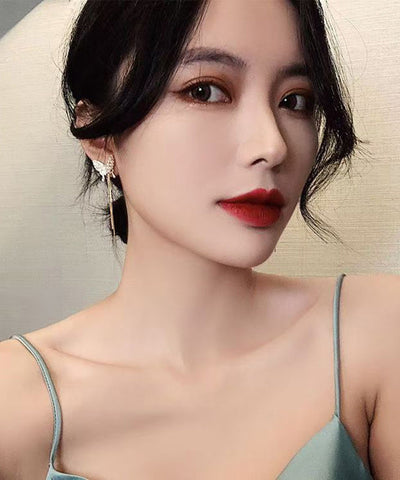 Modern Gold Sterling Silver Overgild Zircon Butterfly Tassel Drop Earrings Modern Gold Sterling Silver Overgild Zircon Butterfly Tassel Drop Earrings