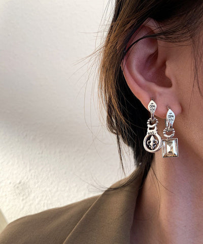 Fine Silk Sterling Silver Zircon Cross Drop Earrings Fine Silk Sterling Silver Zircon Cross Drop Earrings