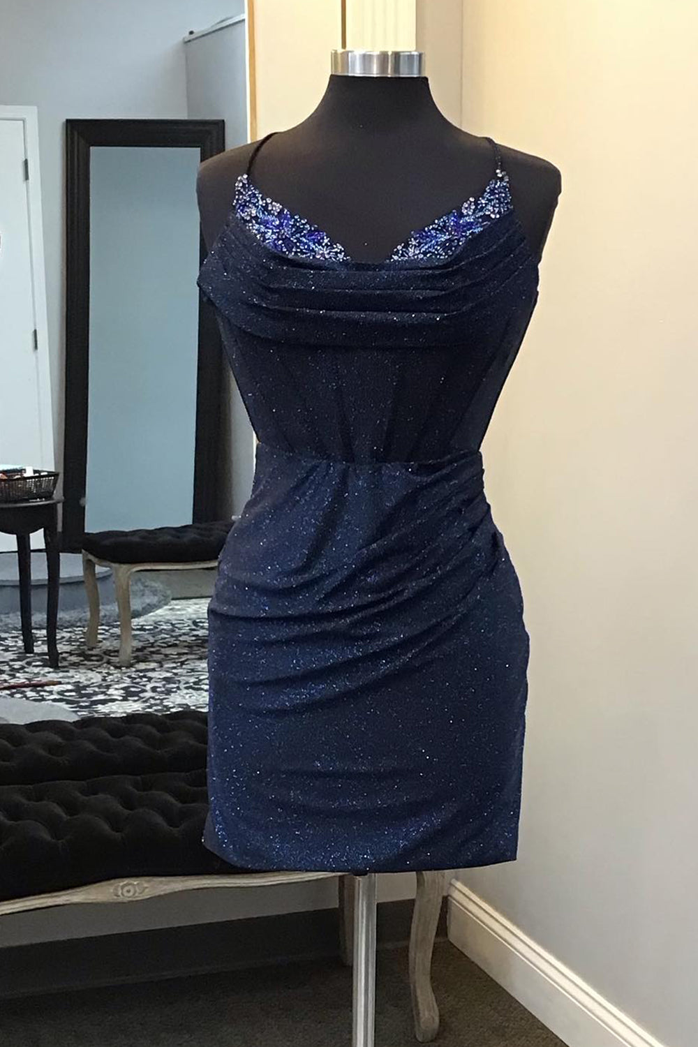 Stylish Bodycon Spaghetti Straps Red Corset Homecoming Dress with Beading