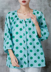 Modernes blaues Oversize-Baumwollhemd mit Armbandärmeln