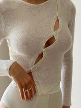 Tossy Knit Hollow Out Crop Tops für Damen Shirts Strickwaren Langarm Bodycon Pullover Button Designer Top Damen Streetwear