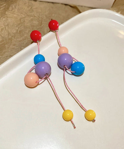 Novelty Red Acrylic Spherical Tassel Drop Earrings Novelty Red Acrylic Spherical Tassel Drop Earrings