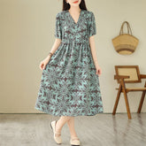 Vestido retro floral suelto de verano para mujer