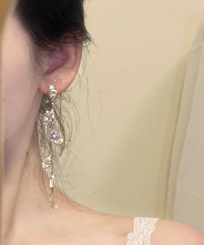 Skinny Gold Sterling Silver Overgild Leaf Tassel Drop Earrings Skinny Gold Sterling Silver Overgild Leaf Tassel Drop Earrings