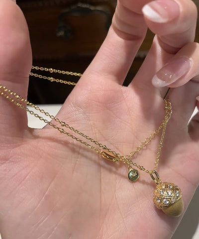Mode Gold Sterling Silber Overgild Zirkon Tannenzapfen Anhänger Halskette  Mode Gold Sterling Silber Overgild Zirkon Tannenzapfen Anhänger Halskette