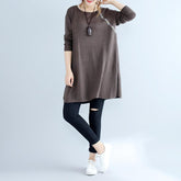 Vestido de punto acogedor de color chocolate de gran tamaño para mujer, moda de otoño 2021, de algodón