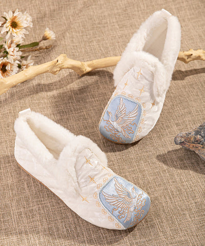 Zapatos planos rosas cómodos con forro de lana afelpada y bordados  Zapatos planos rosas cómodos con forro de lana afelpada y bordados