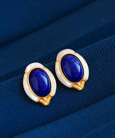 Original Blue Sterling Silver Alloy Zircon Gem Stone Stud Earrings Original Blue Sterling Silver Alloy Zircon Gem Stone Stud Earrings