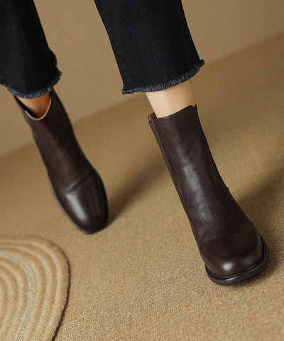 New Chunky Boots Black Cowhide Leather New Chunky Boots Black Cowhide Leather