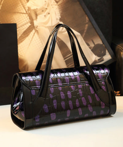 Bolso de mano de moda con estampado de cocodrilo en color negro  Bolso de mano de moda con estampado de cocodrilo en color negro