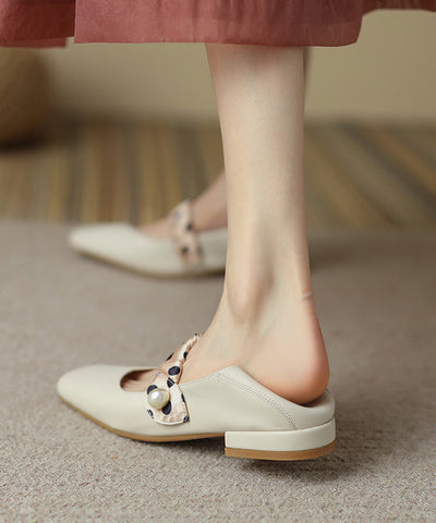French Wine Red Soft Cowhide Leather Splicing Flats French Wine Red Soft Cowhide Leather Splicing Flats
