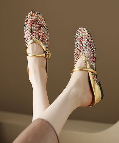Sandalias de cuña con circón calado en oro de Boutique  Sandalias de cuña con circón calado en oro de Boutique