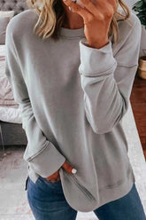 Lässige, einfarbige T-Shirts mit geteiltem O-Ausschnitt (11 Farben)