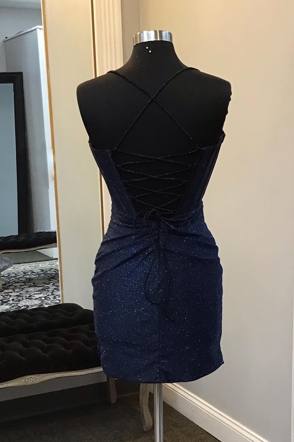 Stylish Bodycon Spaghetti Straps Red Corset Homecoming Dress with Beading