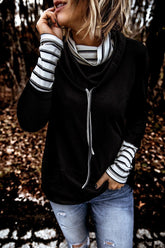 Tops de cuello alto con parches sólidos casuales de moda