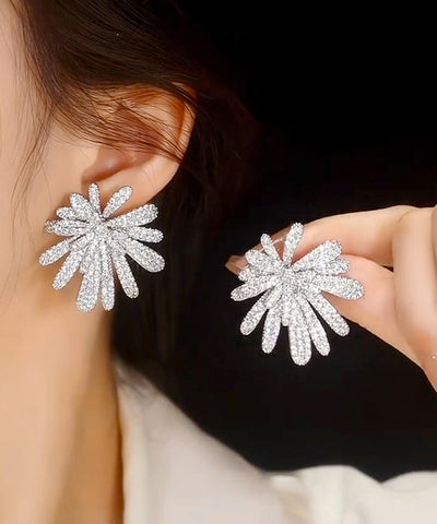 Oversize Silk Copper Zircon Fireworks Stud Earrings Oversize Silk Copper Zircon Fireworks Stud Earrings