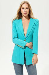Blazer de manga larga azul lago