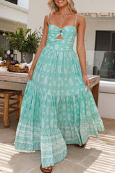 Sexy Urlaub Blumen Rückenfrei Quadratischer Kragen Bedrucktes Kleid Kleider