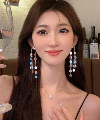 Original Silk Alloy Sequins Tassel Drop Earrings Original Silk Alloy Sequins Tassel Drop Earrings