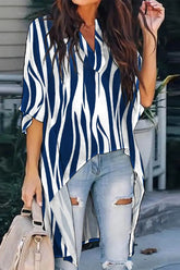 Modischer, schlichter Druck, Oberteile mit V-Ausschnitt (5 Farben)