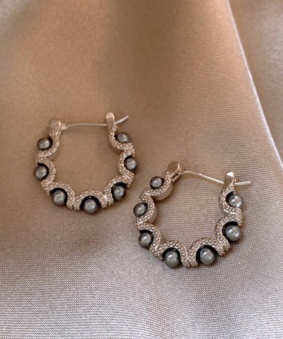 Fine Silk Sterling Silver Pearl Hoop Earrings Fine Silk Sterling Silver Pearl Hoop Earrings