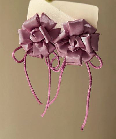 Handmade Purple Alloy Silk Floral Butterfly Tassel Drop Earrings Handmade Purple Alloy Silk Floral Butterfly Tassel Drop Earrings