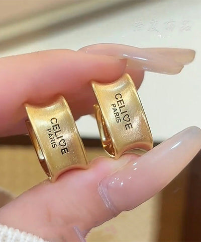 Loose Gold Sterling Silver Overgild Graphic Geometry Hoop Earrings Loose Gold Sterling Silver Overgild Graphic Geometry Hoop Earrings