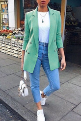 Modische Oberbekleidung mit einfarbigem Patchwork-Umlegekragen (9 Farben)