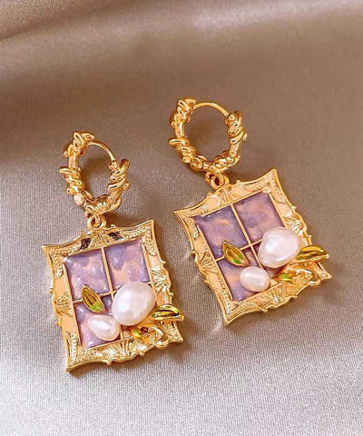 Regular Gold Sterling Silver Alloy Pearl Drop Earrings Regular Gold Sterling Silver Alloy Pearl Drop Earrings