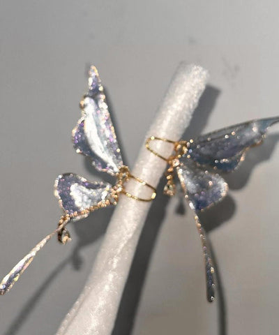 Gradient Color Blue Copper Overgild Butterfly Hoop Earrings Gradient Color Blue Copper Overgild Butterfly Hoop Earrings