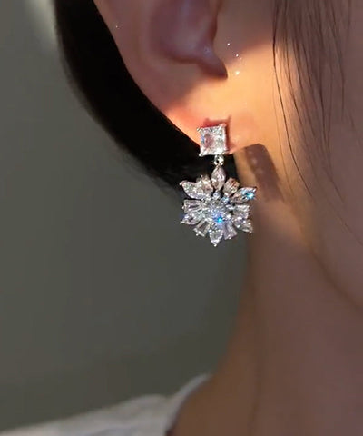 Original Design Silk Alloy Zircon Floral Drop Earrings Original Design Silk Alloy Zircon Floral Drop Earrings