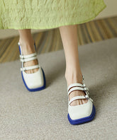 Classy Splicing Chunky Sandals Beige Sheepskin Buckle Strap