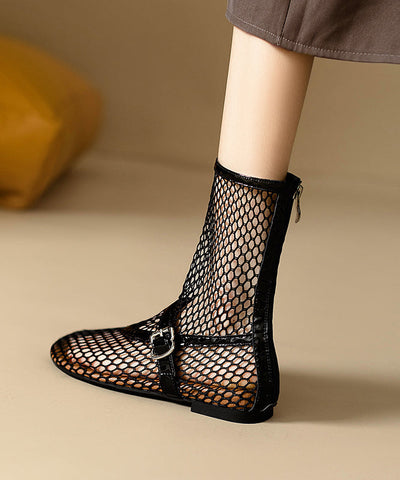 Black Boots Hollow Out Breathable Mesh Casual Splicing Black Boots Hollow Out Breathable Mesh Casual Splicing