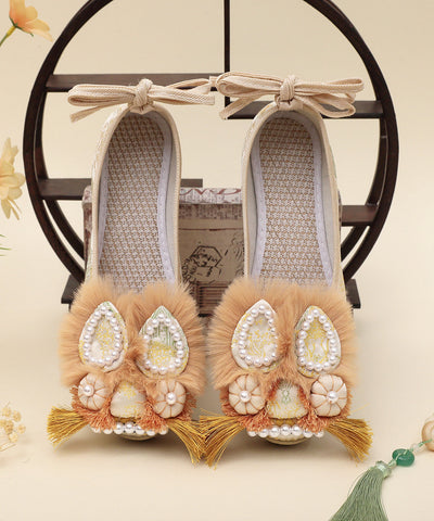 Vintage Red Nail Bead Platform Embroidery Shoes Vintage Red Nail Bead Platform Embroidery Shoes