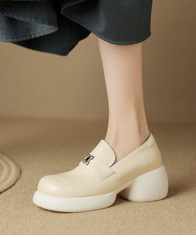 Black Chunky Sheepskin Chic Splicing Loafer Shoes Black Chunky Sheepskin Chic Splicing Loafer Shoes