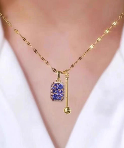 Collar con colgante de cristal cuadrado de circonita dorada de aleación marrón de moda  Collar con colgante de cristal cuadrado de circonita dorada de aleación marrón de moda