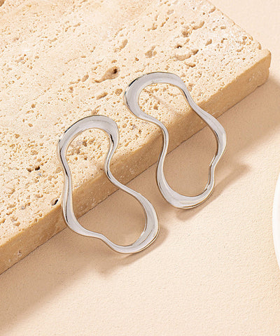 Loose Gold Sterling Silver Overgild Asymmetrical Line Stud Earrings Loose Gold Sterling Silver Overgild Asymmetrical Line Stud Earrings