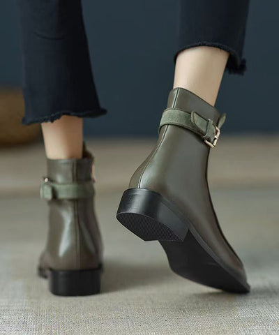 Comfy Stylish Splicing Chunky Boots Green Sheepskin Comfy Stylish Splicing Chunky Boots Green Sheepskin