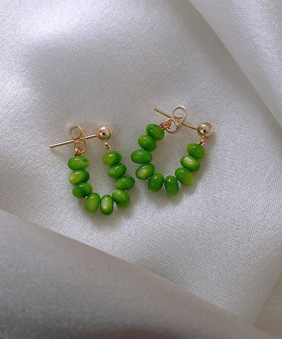 Original Design Green Sterling Silver Alloy Jade Hoop Earrings Original Design Green Sterling Silver Alloy Jade Hoop Earrings