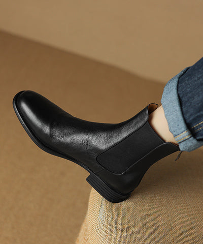 New Chunky Boots Black Cowhide Leather New Chunky Boots Black Cowhide Leather