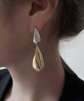 Brief Gold Copper Alloy Water Drop Drop Earrings