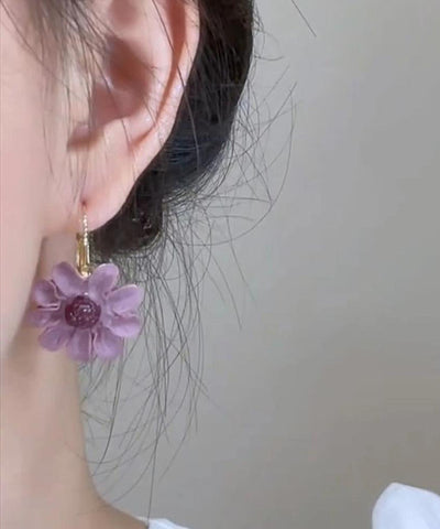 Original Purple Copper Overgild Floral Drop Earrings Original Purple Copper Overgild Floral Drop Earrings