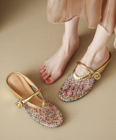 Sandalias de cuña con circón calado en oro de Boutique  Sandalias de cuña con circón calado en oro de Boutique