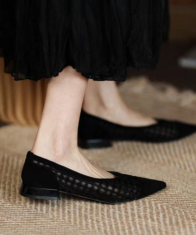 Black Hollow Out Breathable Tulle Women Splicing Flats Black Hollow Out Breathable Tulle Women Splicing Flats