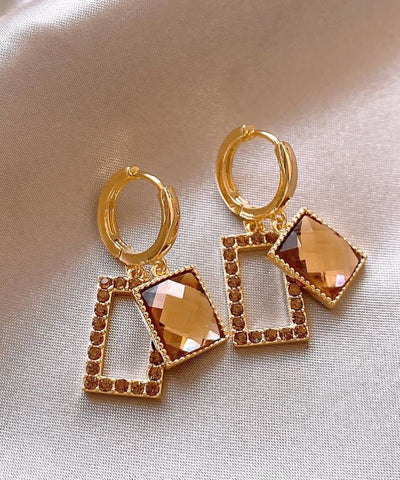 Original Design Coffee Alloy Crystal Zircon Drop Earrings Original Design Coffee Alloy Crystal Zircon Drop Earrings